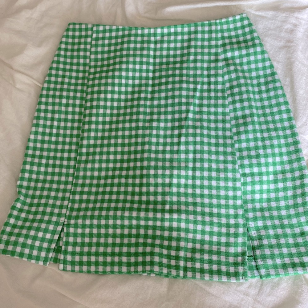 Love on a Hanger Soft Green Checkered Mini Skirt